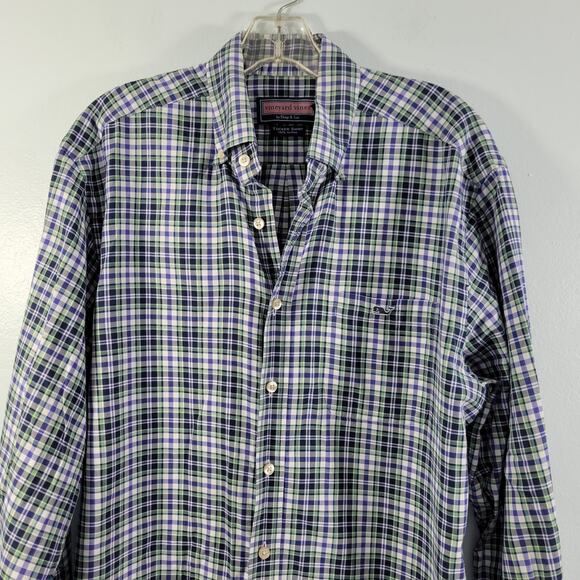 Vineyard Vine Men's Button Front Green Plaid Tucker Shirt Size M 62223-0292 - Picture 3 of 8